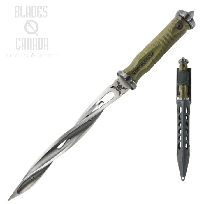 UC M48 Cyclone Battle Scarred Fixed Blade Knife, OD Green Handle, UC3341
